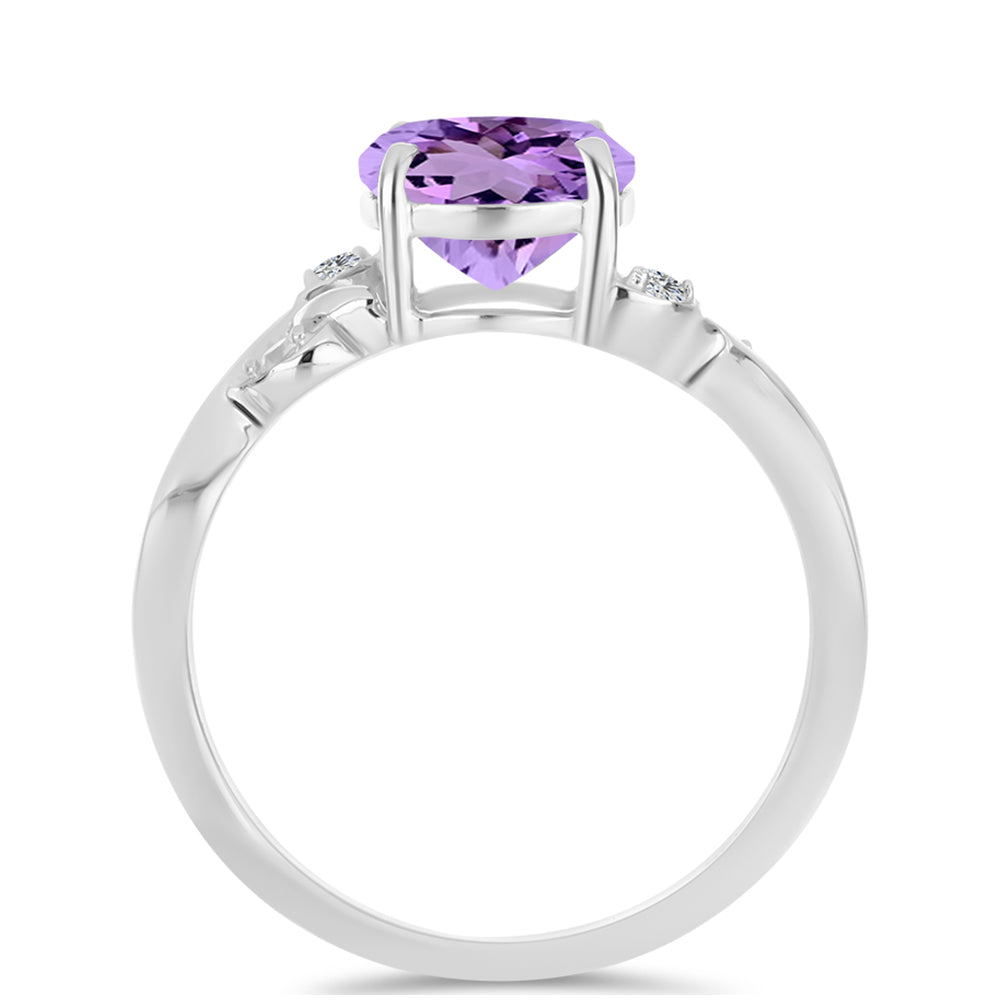 Anillo de Plata con Amatista Rosa de Francia y Topacio Blanco 3 