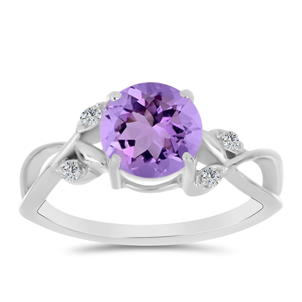 Anillo de Plata con Amatista Rosa de Francia y Topacio Blanco 1 
