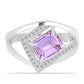 Anillo de Plata con Amatista Rosa de Francia y Topacio Blanco
