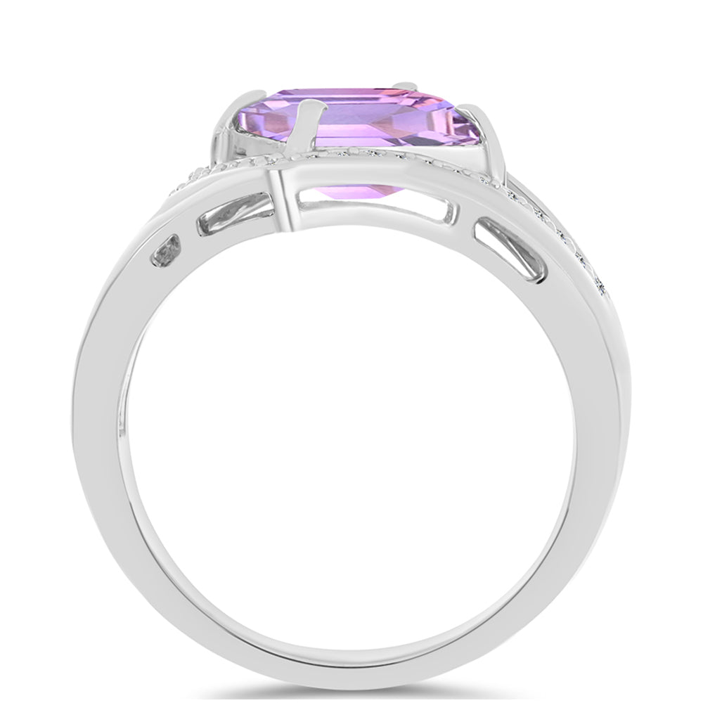 Anillo de Plata con Amatista Rosa de Francia y Topacio Blanco 2 