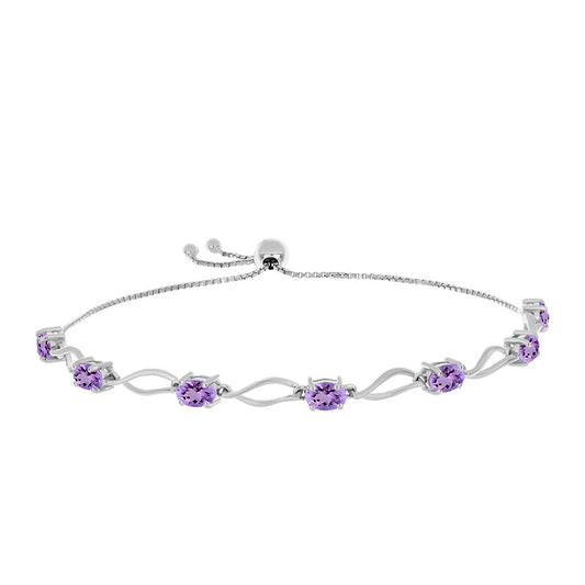 Pulsera de Plata con Amatista Rosa de Francia