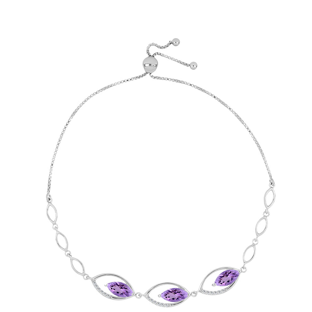Pulsera de Plata con Amatista Rosa de Francia y Topacio Blanco 1 