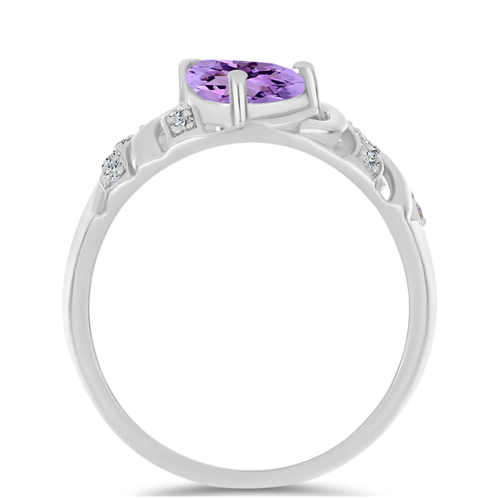 Anillo de Plata con Amatista Rosa de Francia y Topacio Blanco 2 