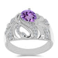 Anillo de Plata con Amatista Rosa de Francia y Topacio Blanco