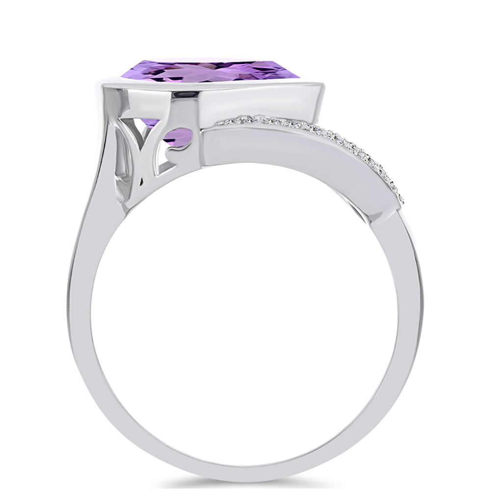 Anillo de Plata con Amatista Rosa de Francia y Topacio Blanco 2 
