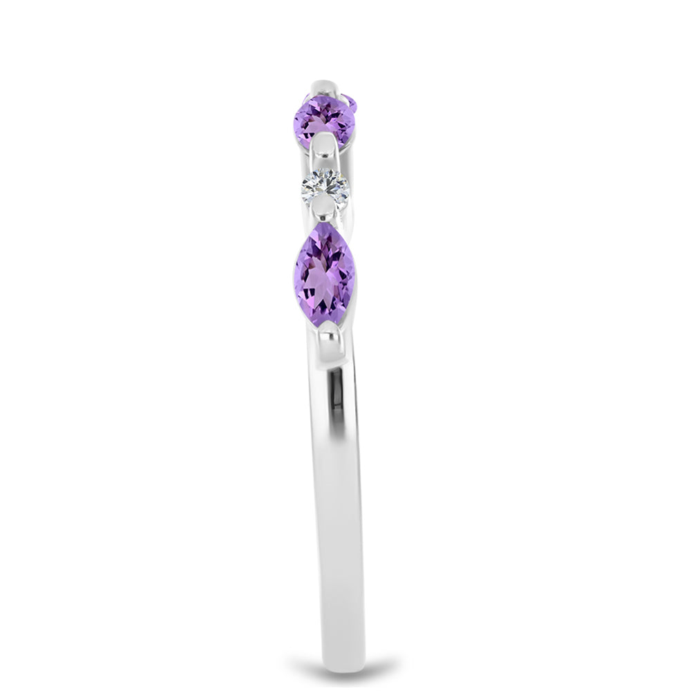 Anillo de Plata con Amatista Rosa de Francia y Topacio Blanco