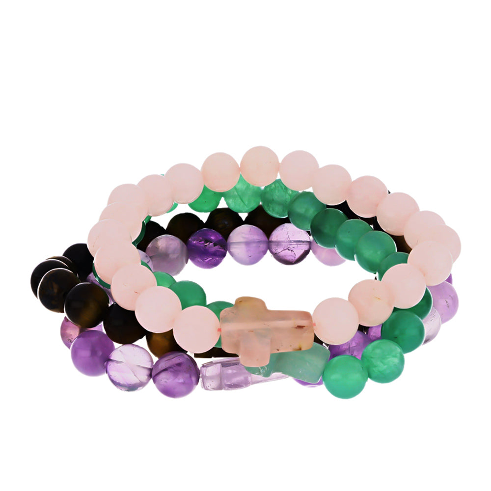 Cruz Conjunto Pepita con Amatista de Marruecos y Ojo de Tigre ( Pulsera ) 2 