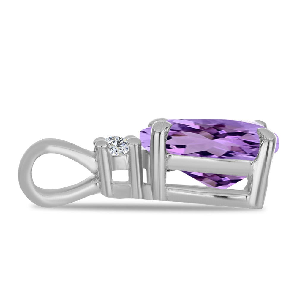 Colgante de Plata con Amatista Rosa de Francia y Topacio Blanco 2 