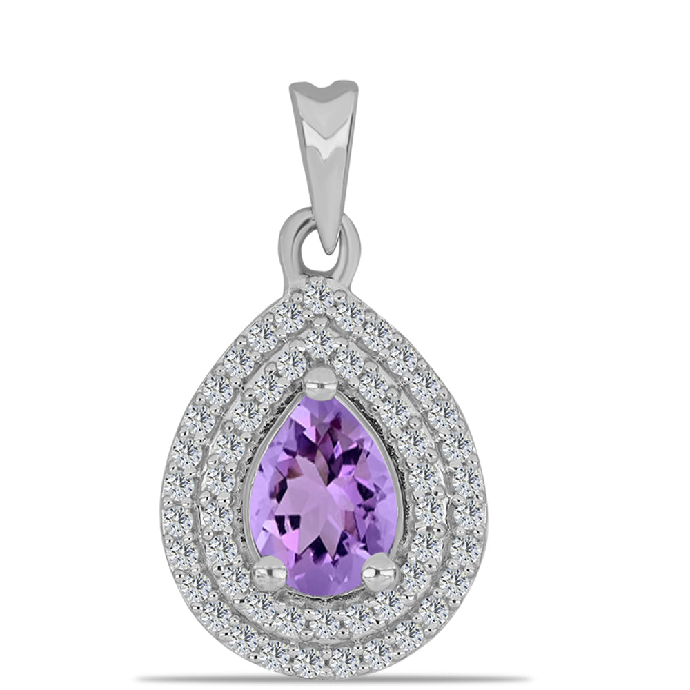 Colgante de Plata con Amatista Rosa de Francia y Topacio Blanco 1 