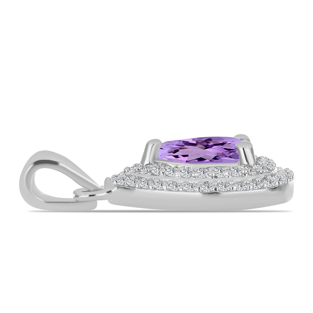 Colgante de Plata con Amatista Rosa de Francia y Topacio Blanco 2 
