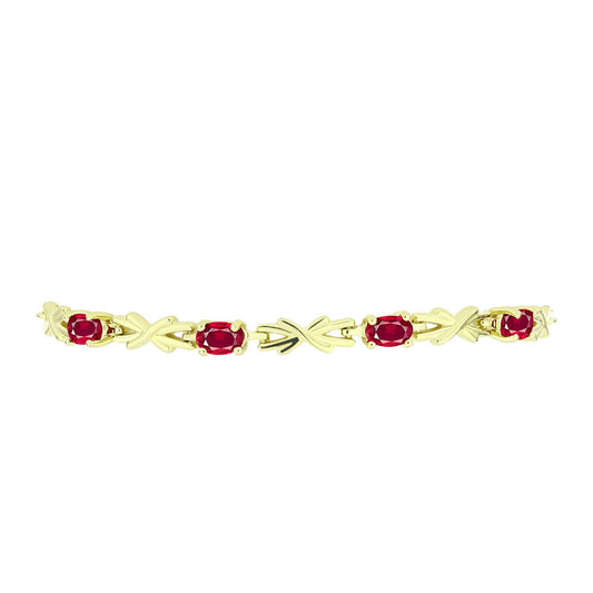 Pulsera de Plata Bañada en Oro con Rubí de Madagascar
