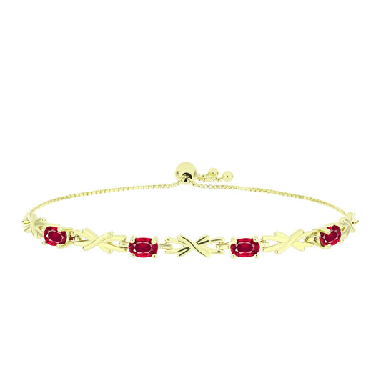Pulsera de Plata Bañada en Oro con Rubí de Madagascar