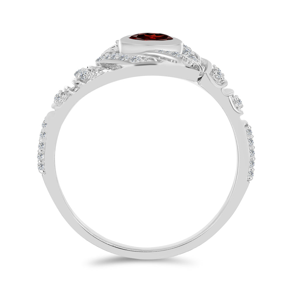 Anillo de Plata con Granate Barton y Topacio Blanco 2 