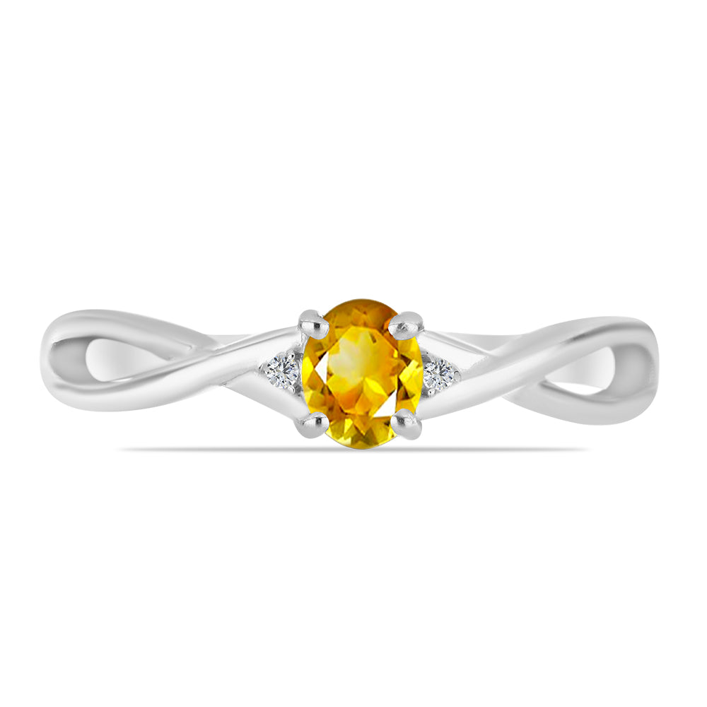 Anillo de Plata con Citrino de los Montes Urales y Topacio Blanco
