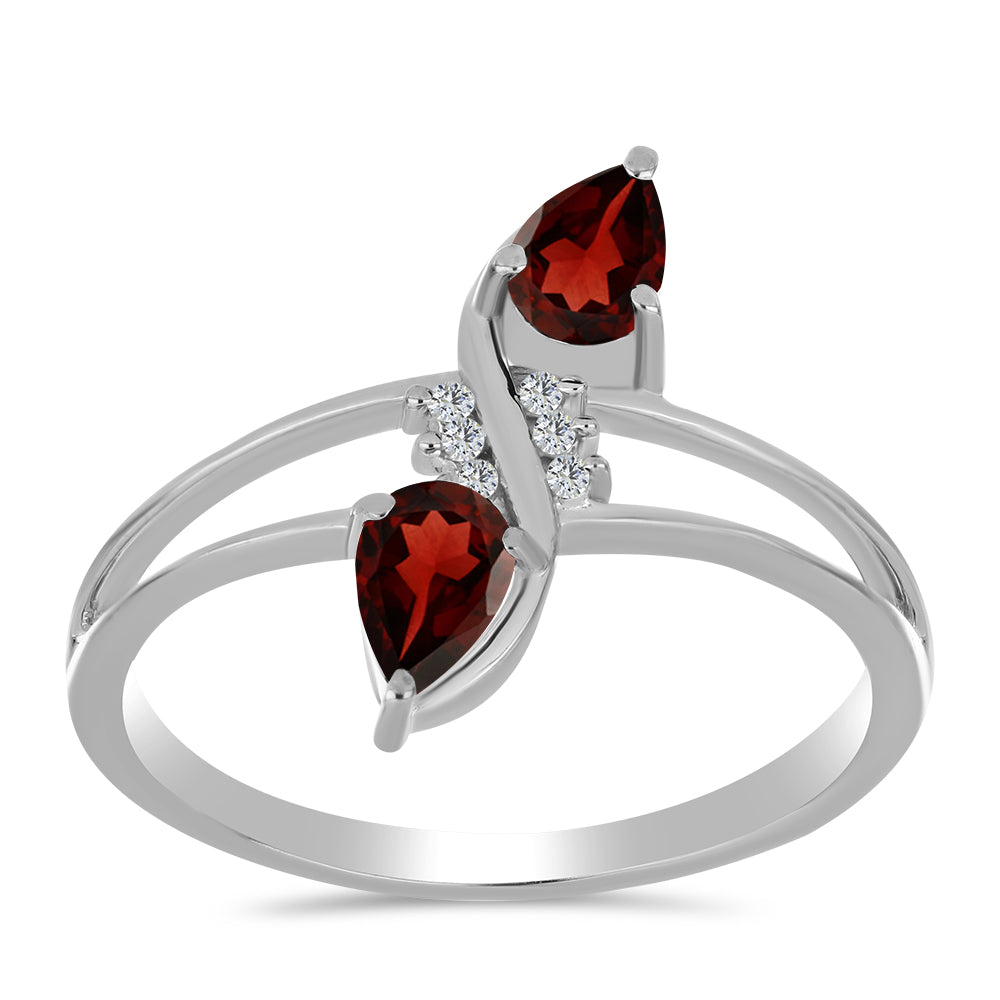Anillo de Plata con Granate Barton y Topacio Blanco 3 