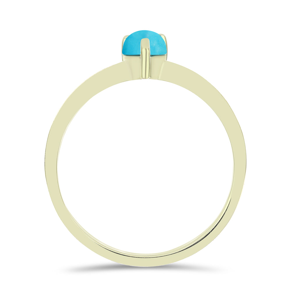 Anillo de Plata Bañada en Oro con Turquesa Bella Durmiente 2 