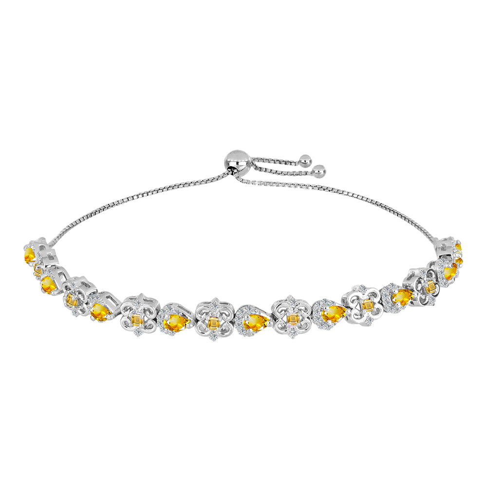 Pulsera de Plata con Citrino de los Montes Urales y Topacio Blanco 1 