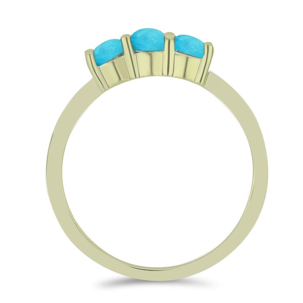 Anillo de Plata Bañada en Oro con Turquesa Bella Durmiente 3 