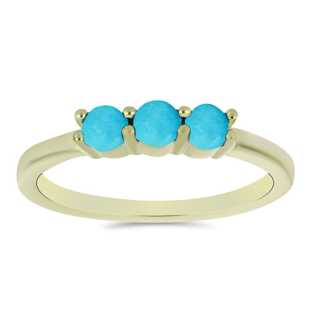 Anillo de Plata Bañada en Oro con Turquesa Bella Durmiente 1 