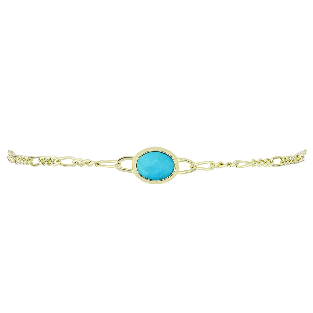 Pulsera de Plata Bañada en Oro con Turquesa Bella Durmiente 2 