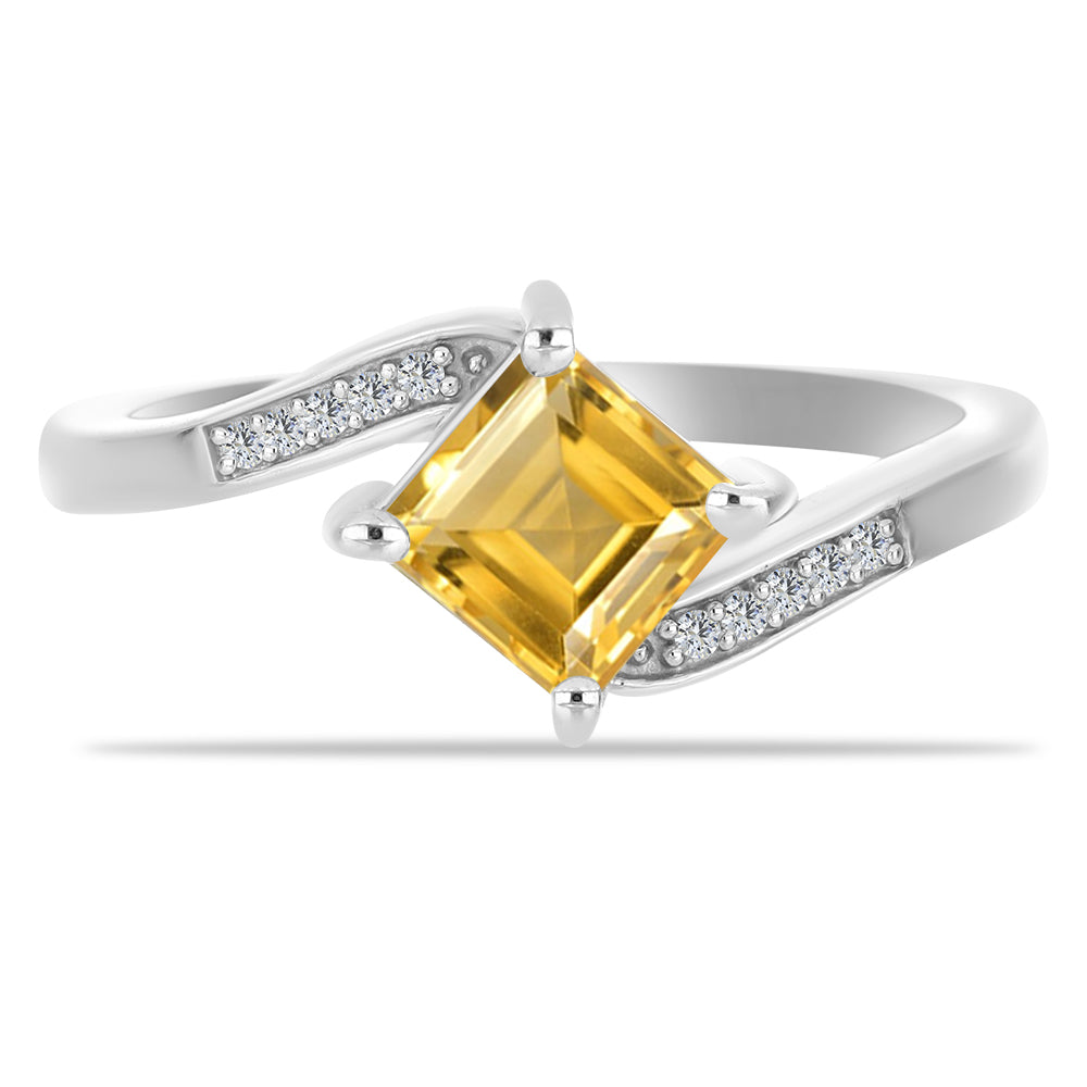 Anillo de Plata con Citrino de los Montes Urales y Topacio Blanco 1 
