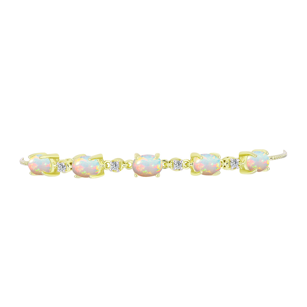 Pulsera de Plata Bañada en Oro con Ópalo Etíope de Lega Dembi y Topacio Blanco 2 