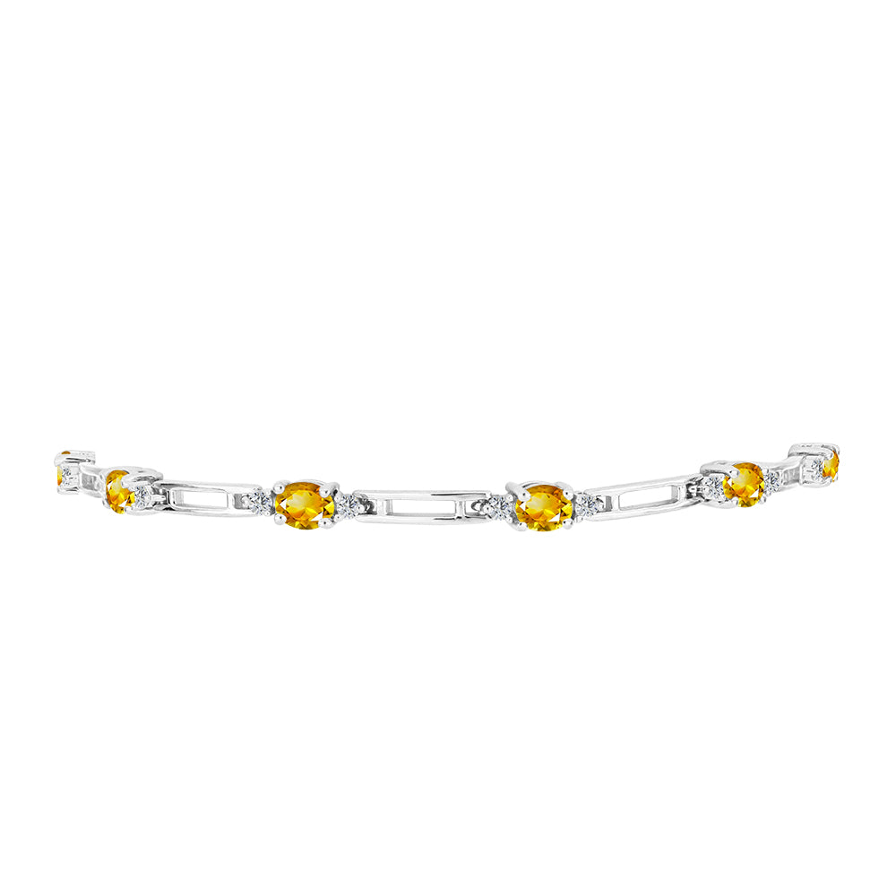 Pulsera de Plata con Citrino de los Montes Urales y Topacio Blanco 2 