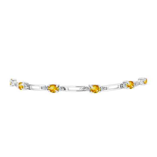 Pulsera de Plata con Citrino de los Montes Urales y Topacio Blanco