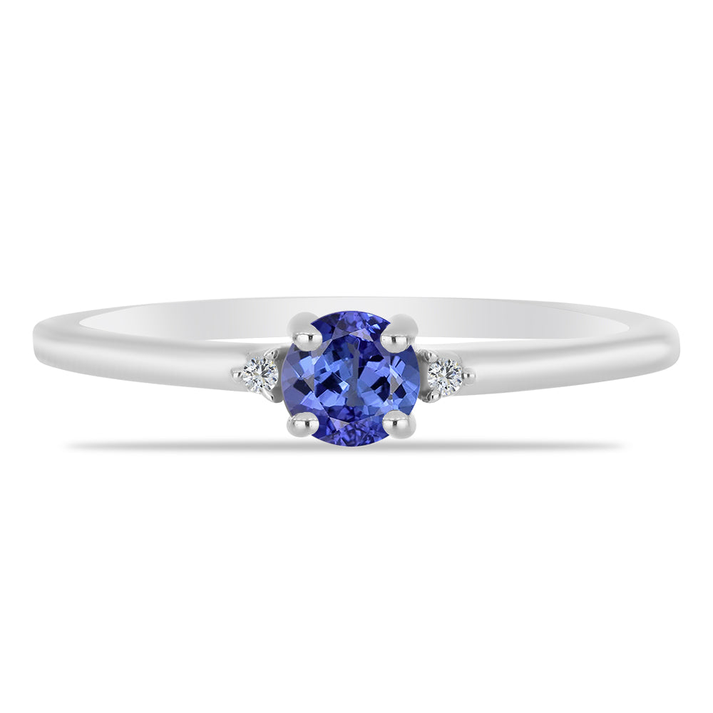 Anillo de Plata con Tanzanita y Topacio Blanco 1 