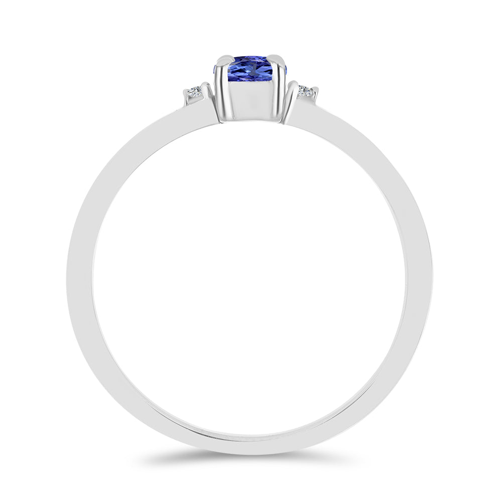 Anillo de Plata con Tanzanita y Topacio Blanco