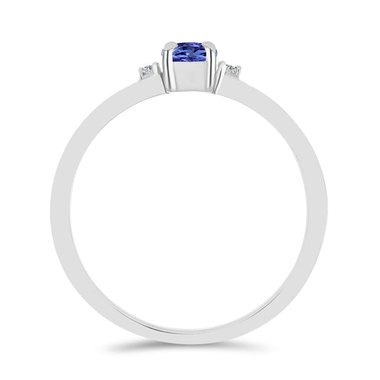 Anillo de Plata con Tanzanita y Topacio Blanco