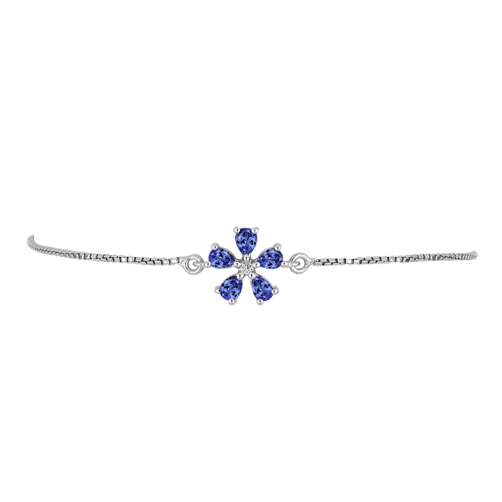 Pulsera de Plata con Tanzanita y Topacio Blanco 2 