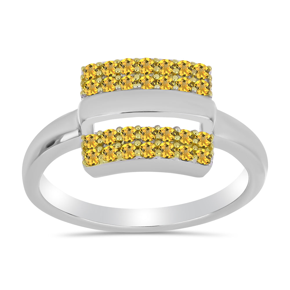 Anillo de Plata Bañada en Oro con Citrino de los Montes Urales 1 