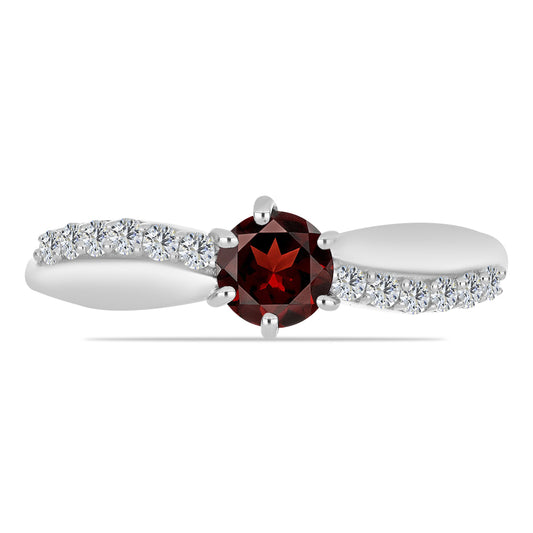 Anillo de Plata con Granate Barton y Topacio Blanco