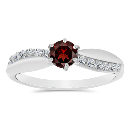 Anillo de Plata con Granate Barton y Topacio Blanco