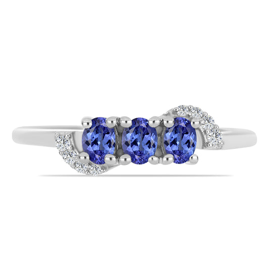 Anillo de Plata con Tanzanita y Topacio Blanco