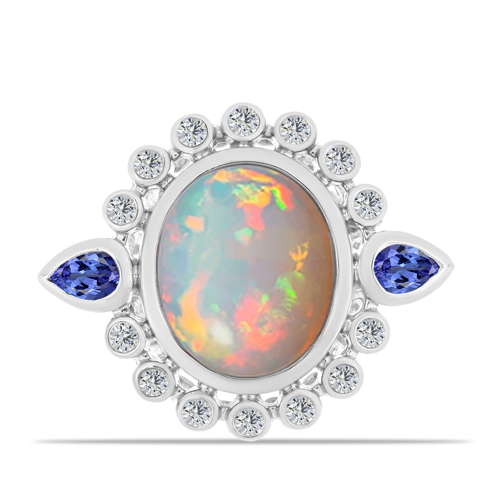 Anillo de Plata con Tanzanita y Ópalo Etíope de Lega Dembi