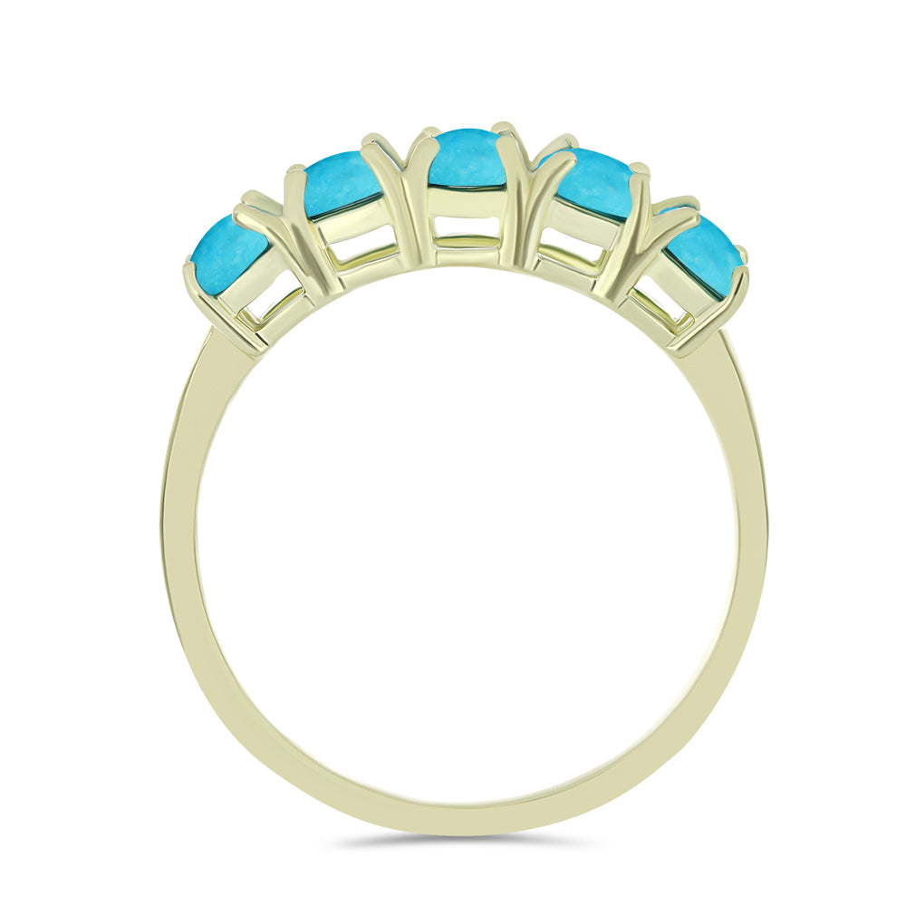 Anillo de Plata Bañada en Oro con Turquesa Bella Durmiente 3 