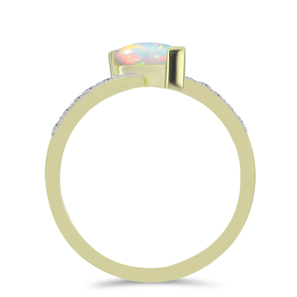 Anillo de Plata Bañada en Oro con Ópalo Etíope de Lega Dembi y Topacio Blanco 3 