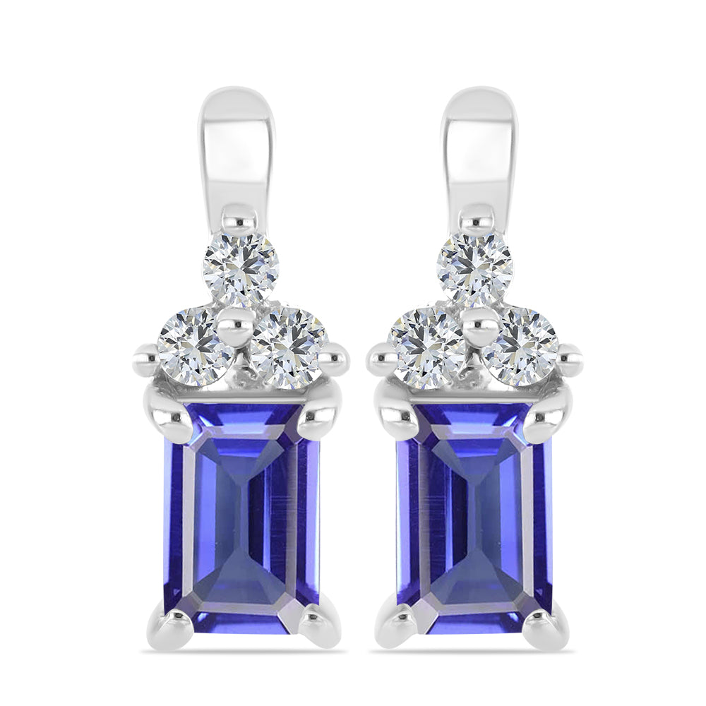 Pendientes de Plata con Tanzanita y Topacio Blanco 1 