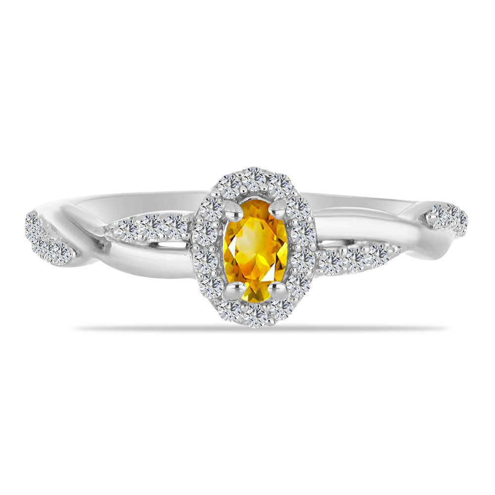 Anillo de Plata con Citrino de los Montes Urales y Topacio Blanco 2 