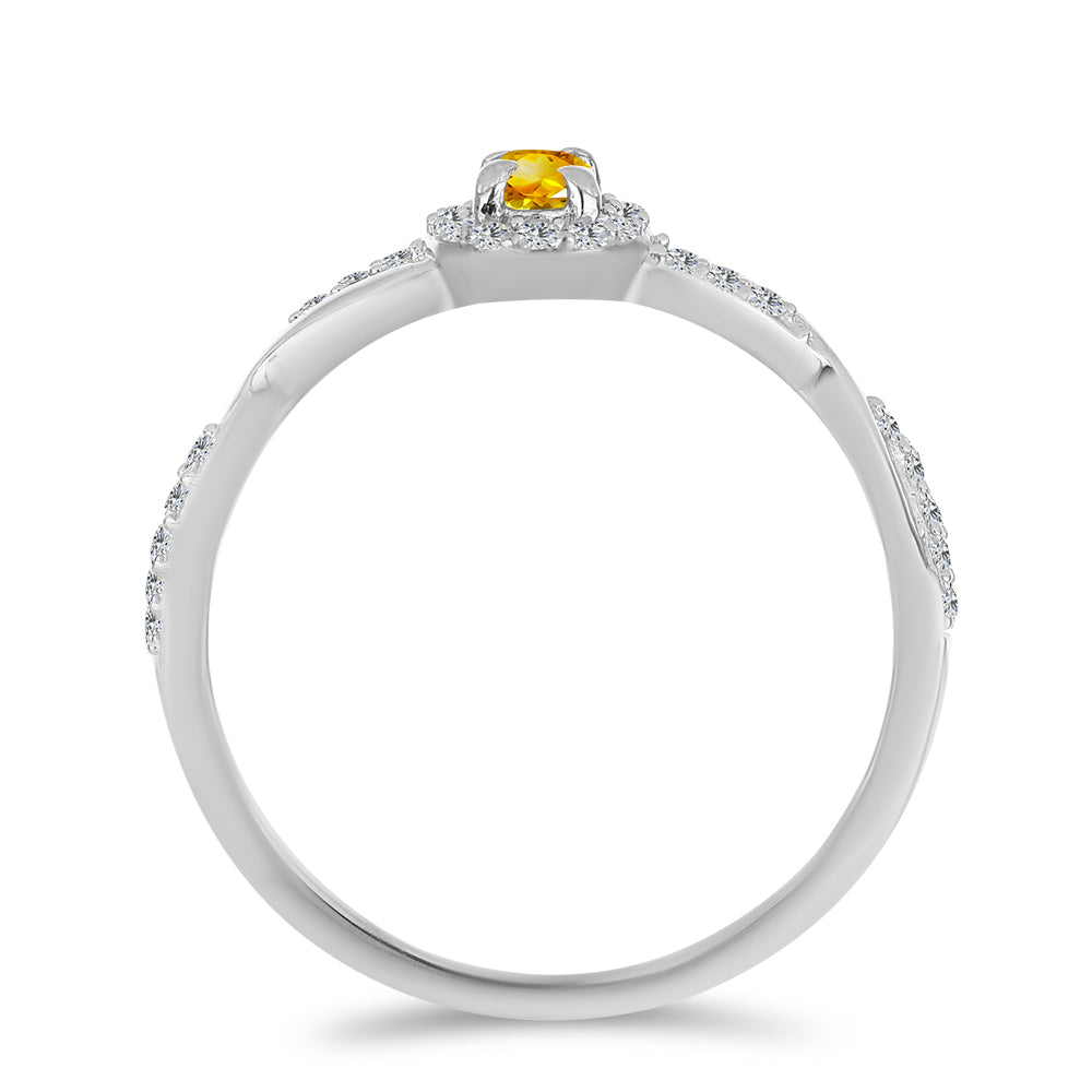 Anillo de Plata con Citrino de los Montes Urales y Topacio Blanco 3 