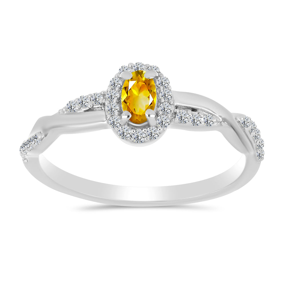 Anillo de Plata con Citrino de los Montes Urales y Topacio Blanco 1 