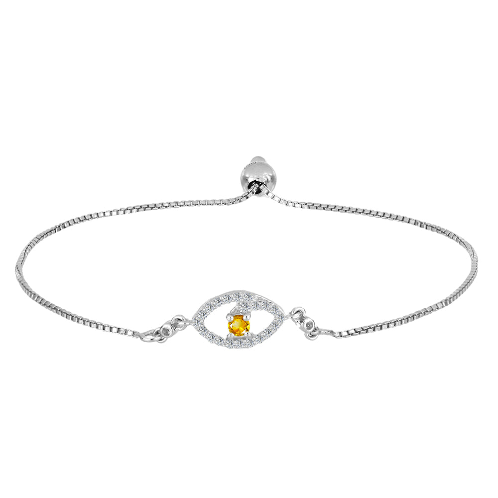 Pulsera de Plata con Citrino de los Montes Urales y Topacio Blanco 1 