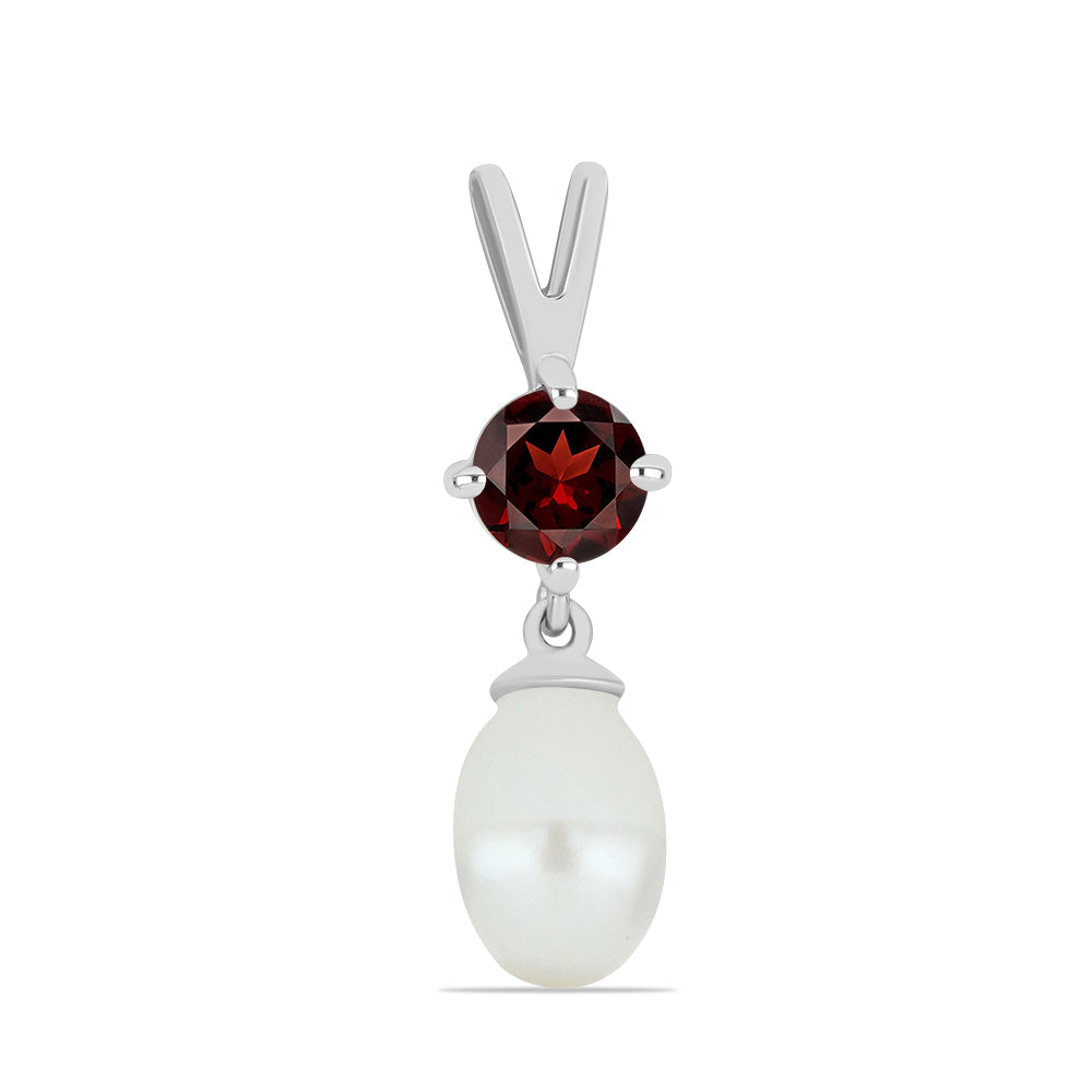 Colgante de Plata con Granate Barton y Perla de Agua Dulce 1 