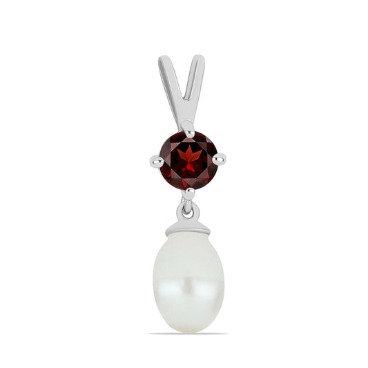 Colgante de Plata con Granate Barton y Perla de Agua Dulce