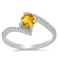 Anillo de Plata con Citrino de los Montes Urales y Topacio Blanco