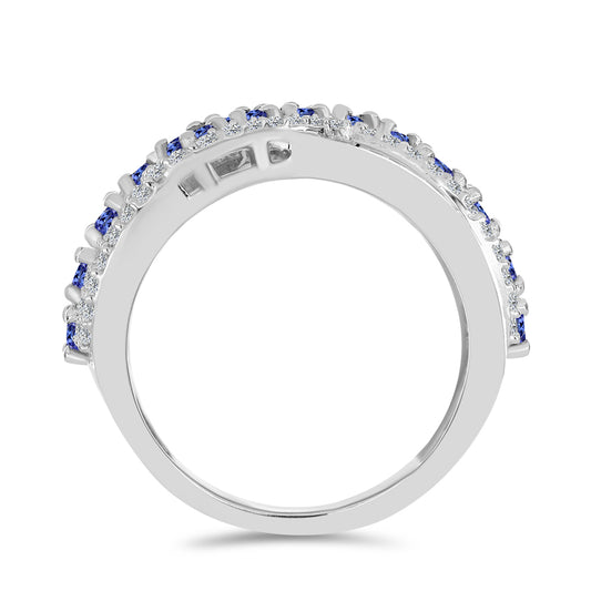 Anillo de Plata con Tanzanita y Topacio Blanco