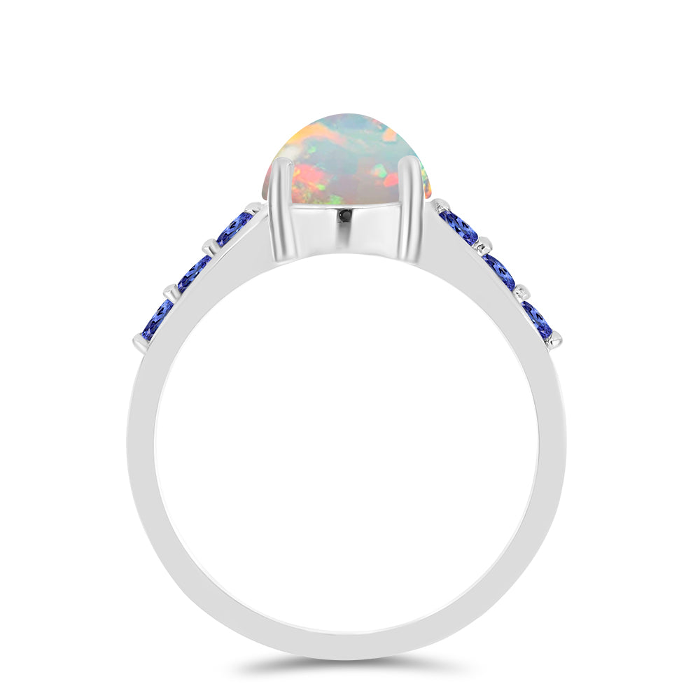 Anillo de Plata con Tanzanita y Ópalo Etíope de Lega Dembi 2 