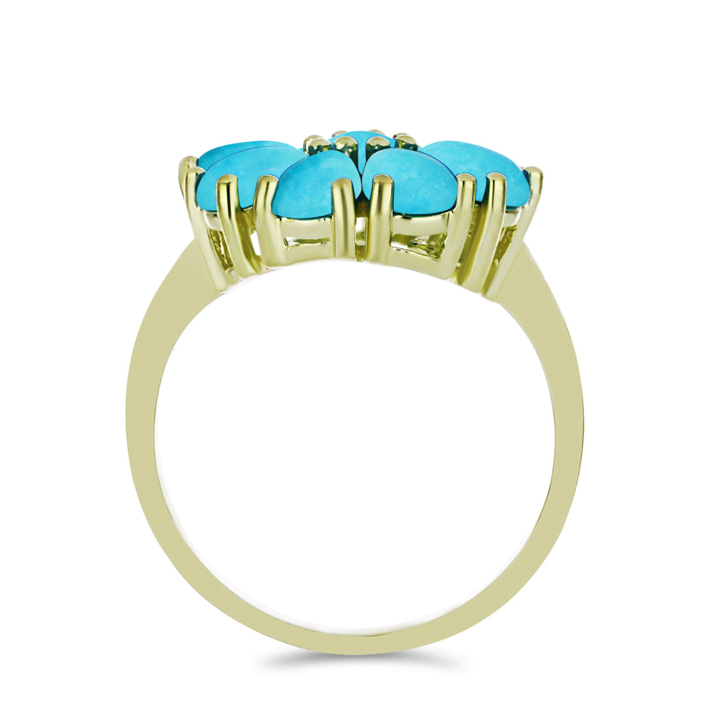 Anillo de Plata Bañada en Oro con Turquesa Bella Durmiente